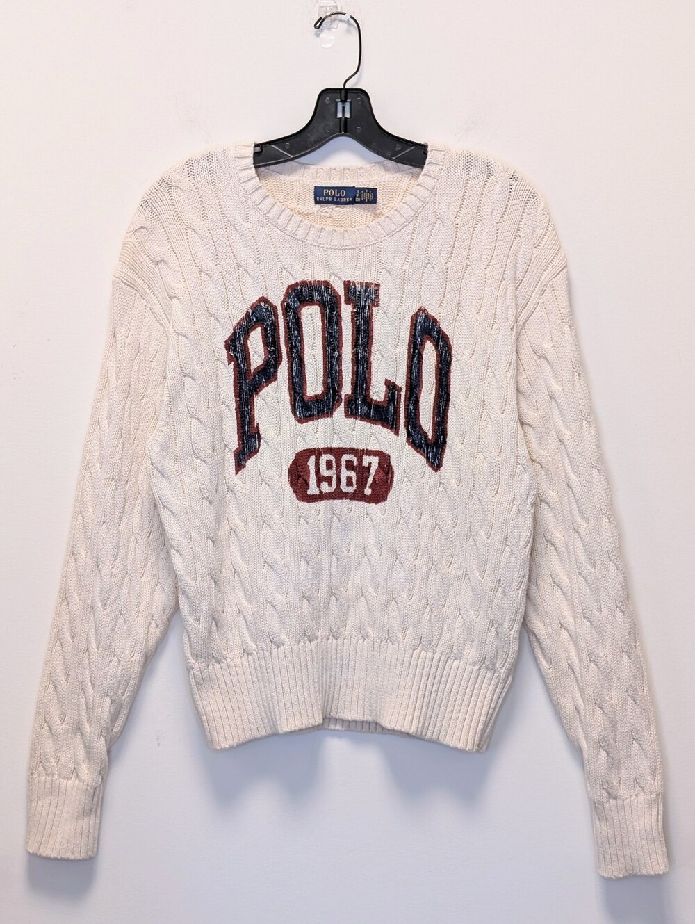 Polo Ralph Lauren POLO 1967 Cream Cable Knit Soft Cotton Sweater S